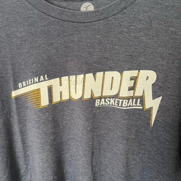 OKC Large Thunder Basketball Blue Heather T-shirt - Picture 2 of 7